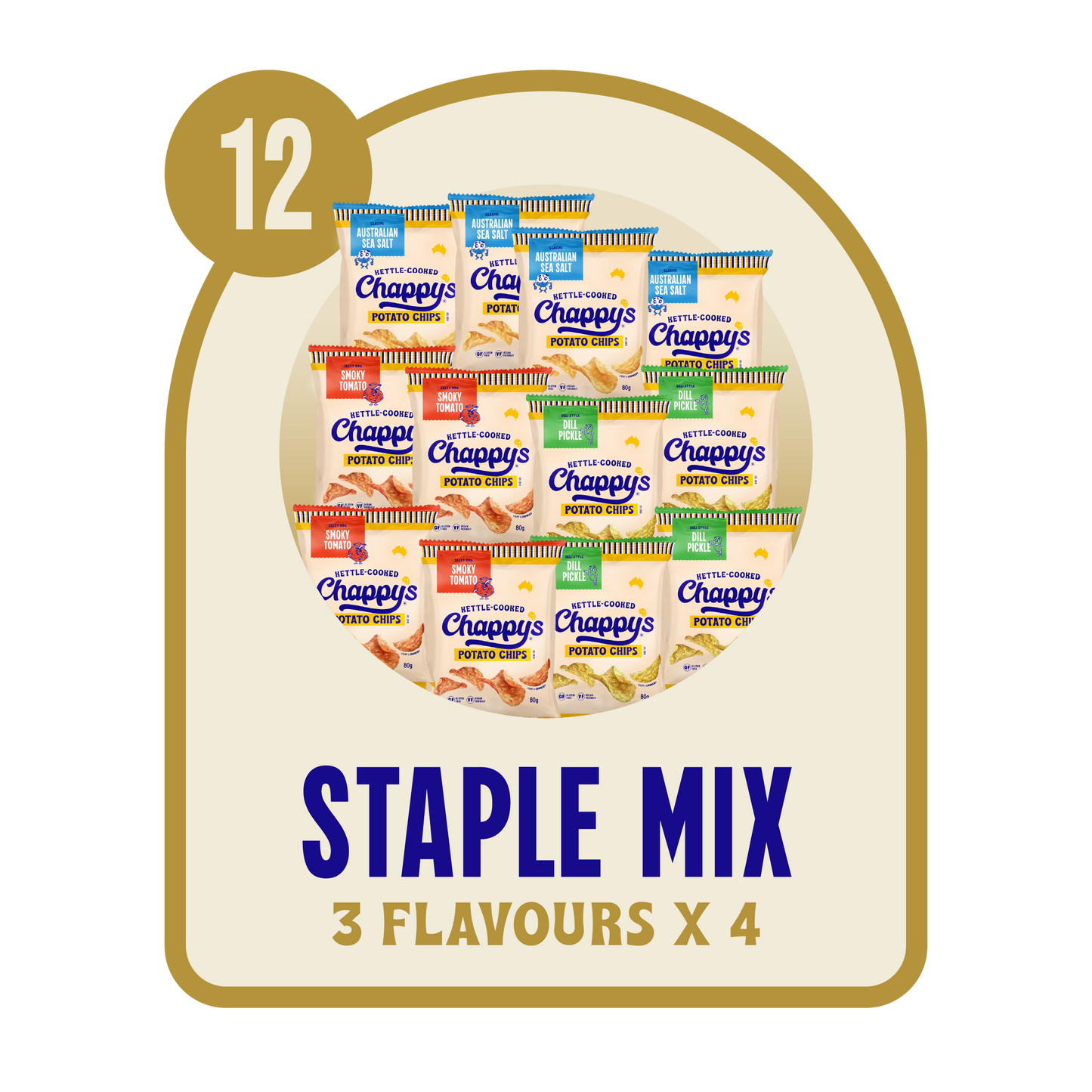 Chappy's Chips Flavour mix pack combo with 3 flavours of 4