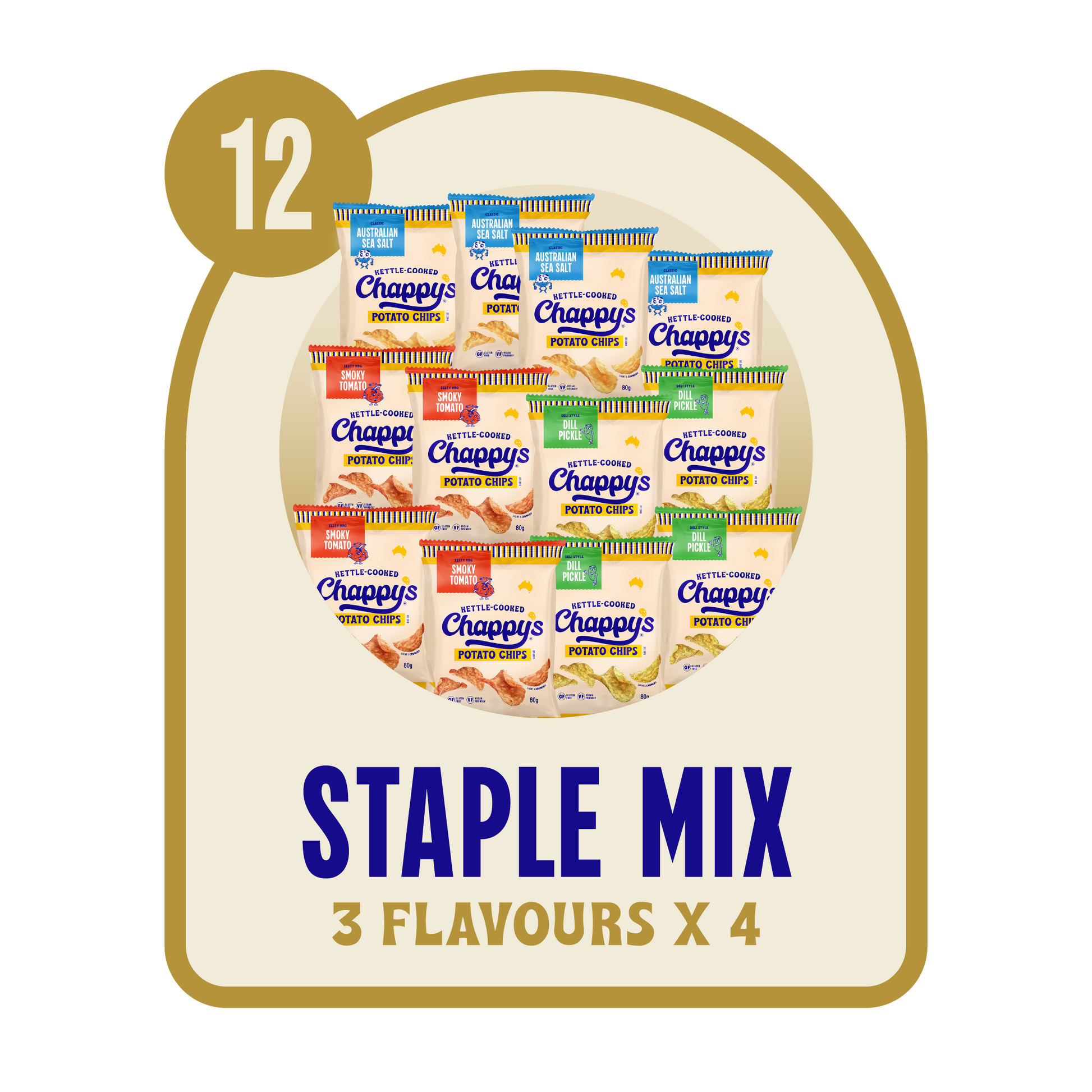 Chappy's Chips Flavour mix pack combo with 3 flavours of 4