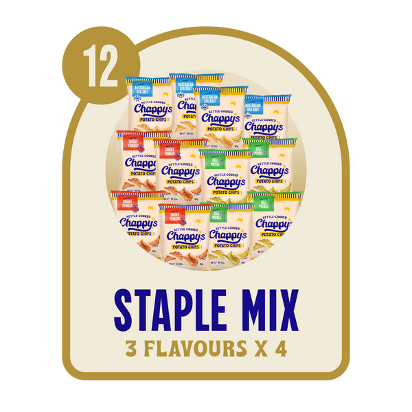 Chappy's Chips Flavour mix pack combo with 3 flavours of 4
