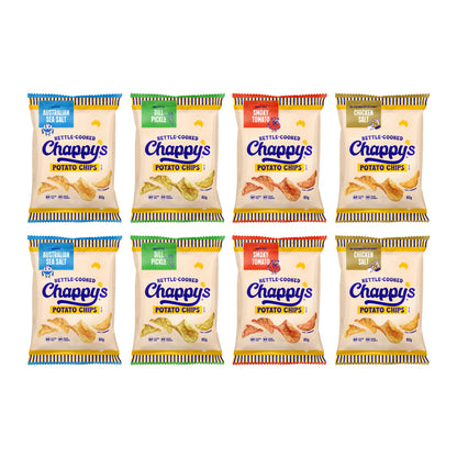 Mix and Match your favourite Chappy's flavours. The Fun Pack size is 8 packs, 4 x Flavours of your choice, great for a small picnic with friends. 